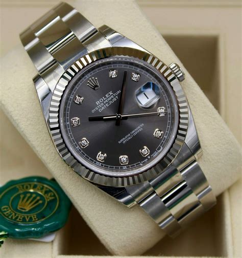 rolex datejust grey dial diamond|rolex datejust 41mm grey dial.